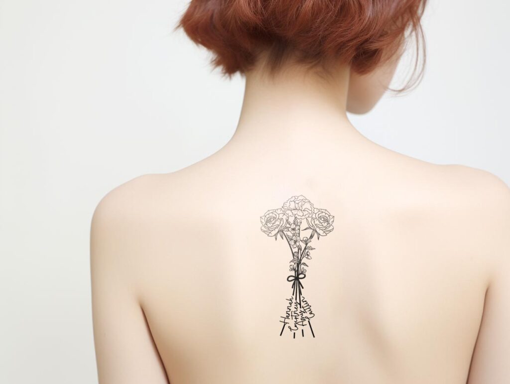 birth flower tattoo with names