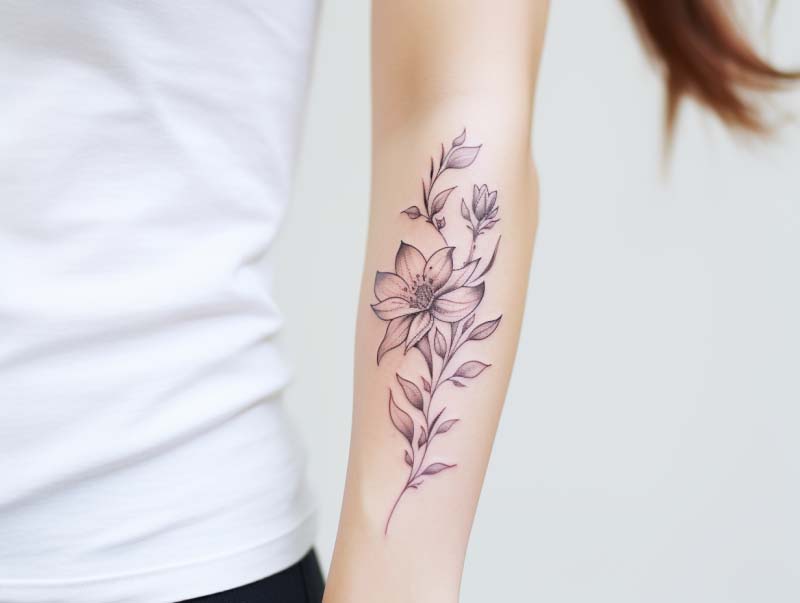 birth flower bouquet tattoo
