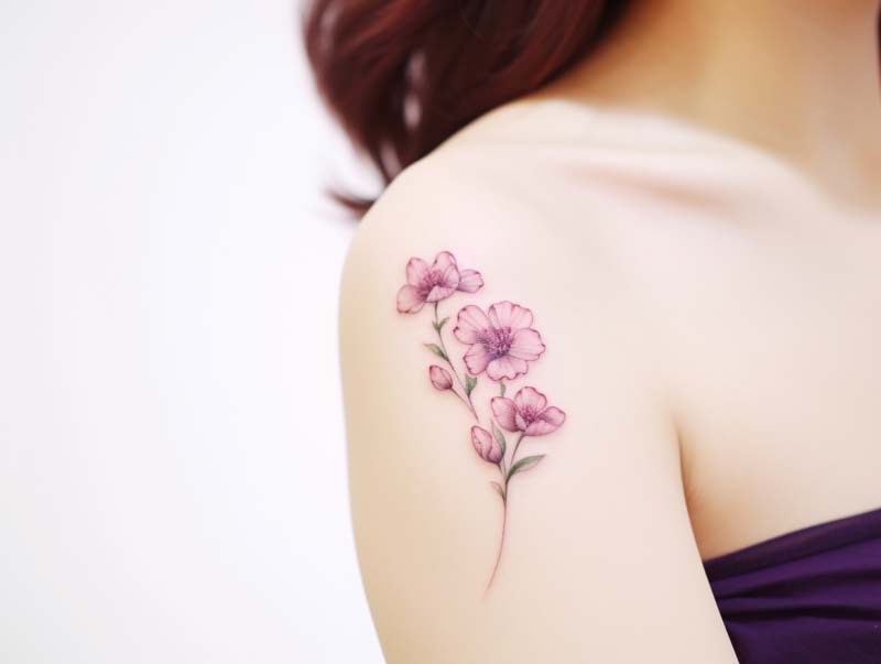 birth flower bouquet tattoo