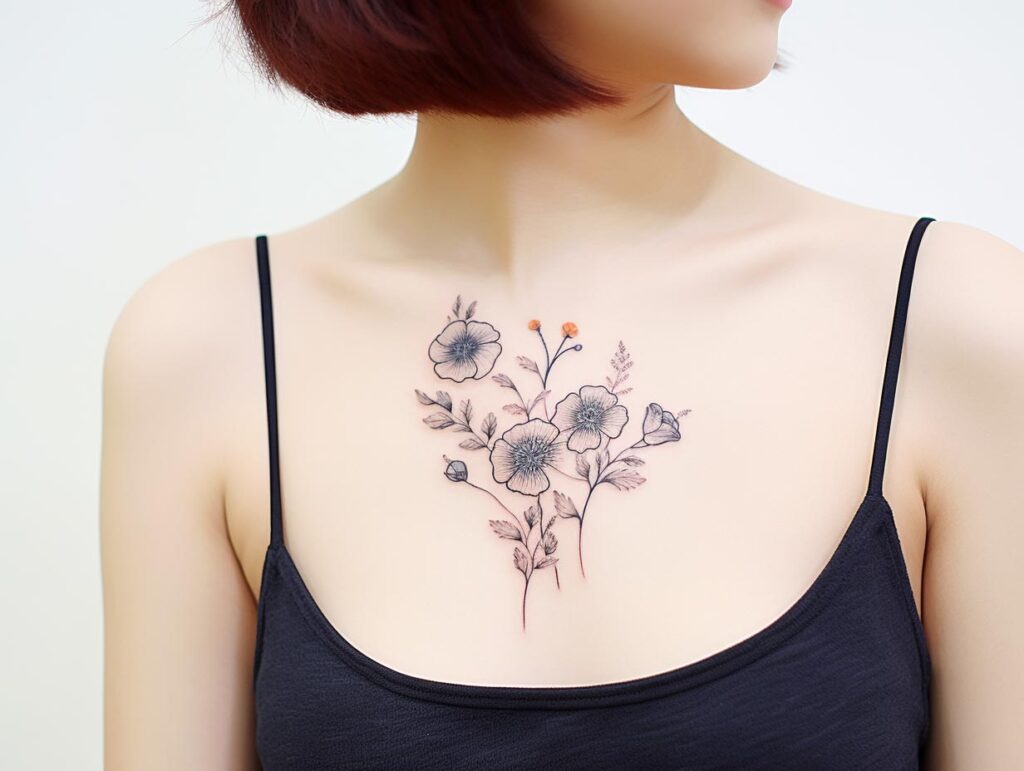family birth flower tattoo