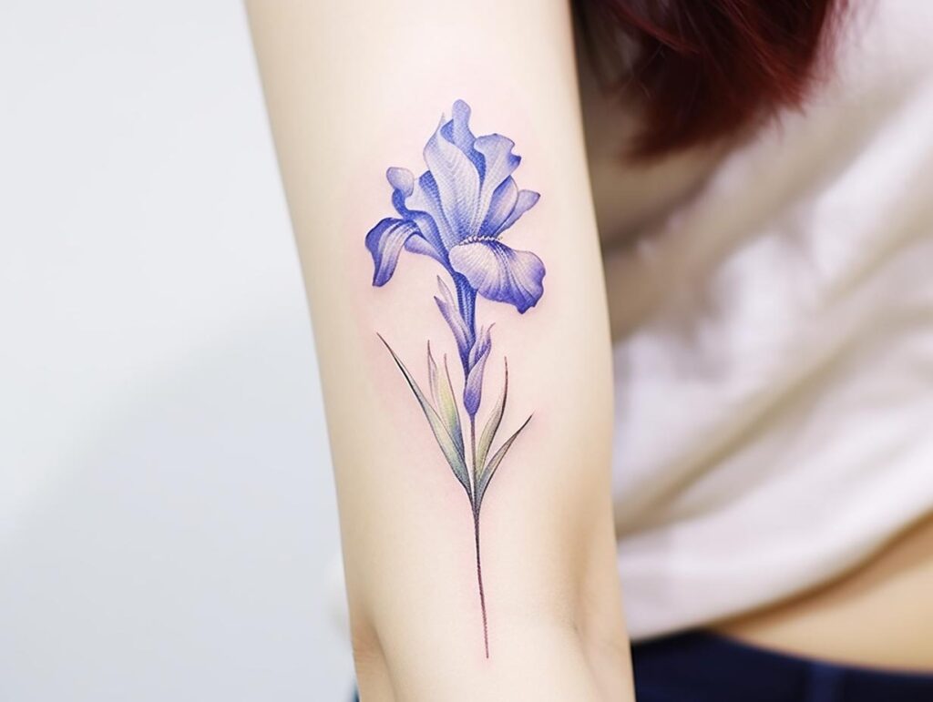 iris birth flower tattoo