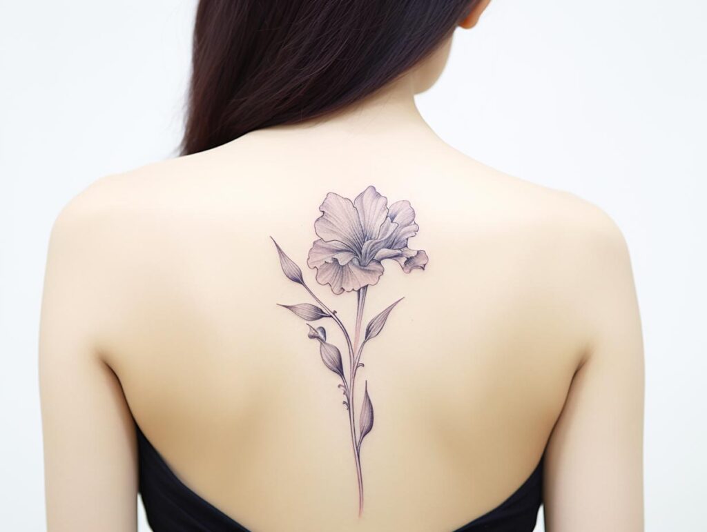 iris birth flower tattoo
