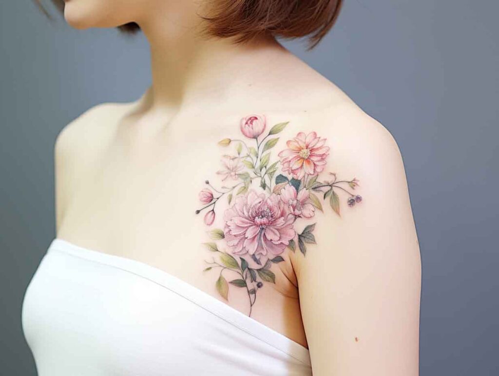 November Birth flower tattoo peony