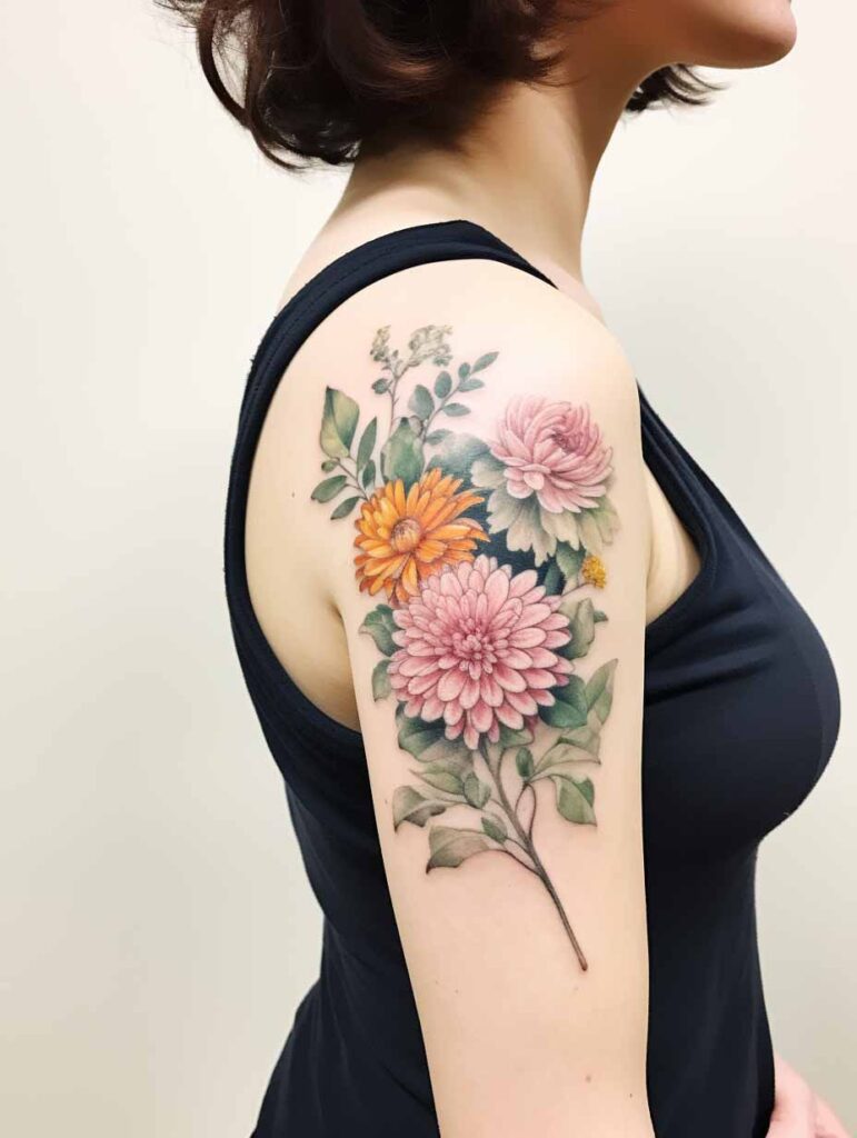 chrysanthemum birth flower tattoo November tattoo
