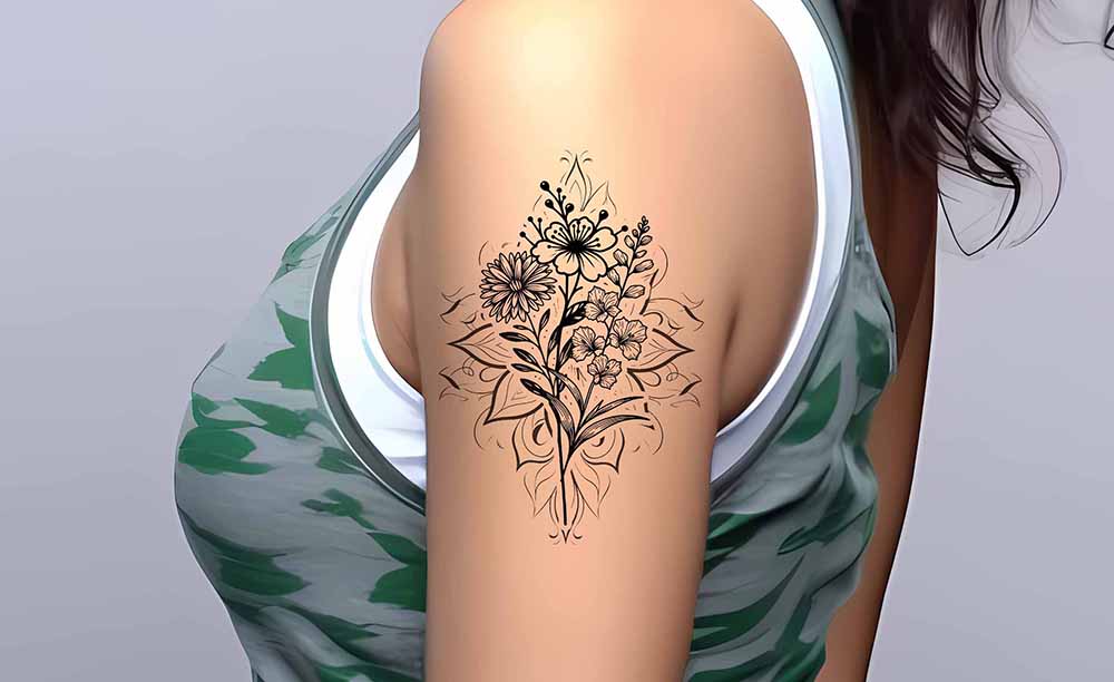 hawthorn birth flower tattoo