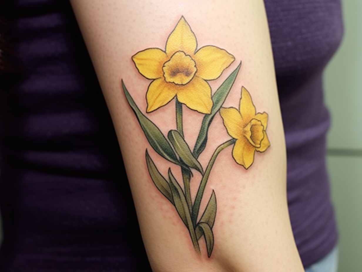 Jonquil Birth Flower Tattoo - Custom Birth Flower Tattoo Design Service