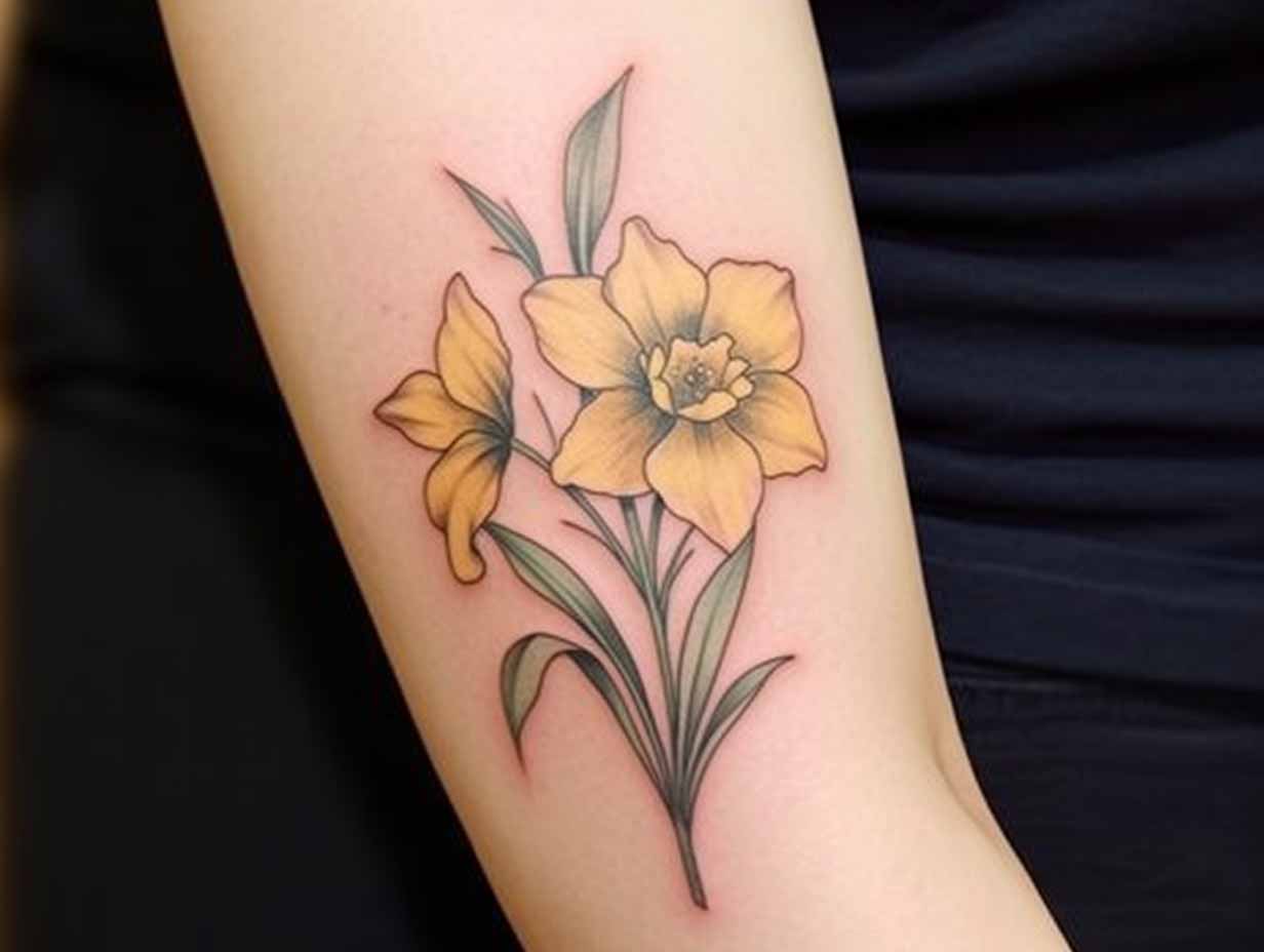 Jonquil Birth Flower Tattoo Custom Birth Flower Tattoo Design Service