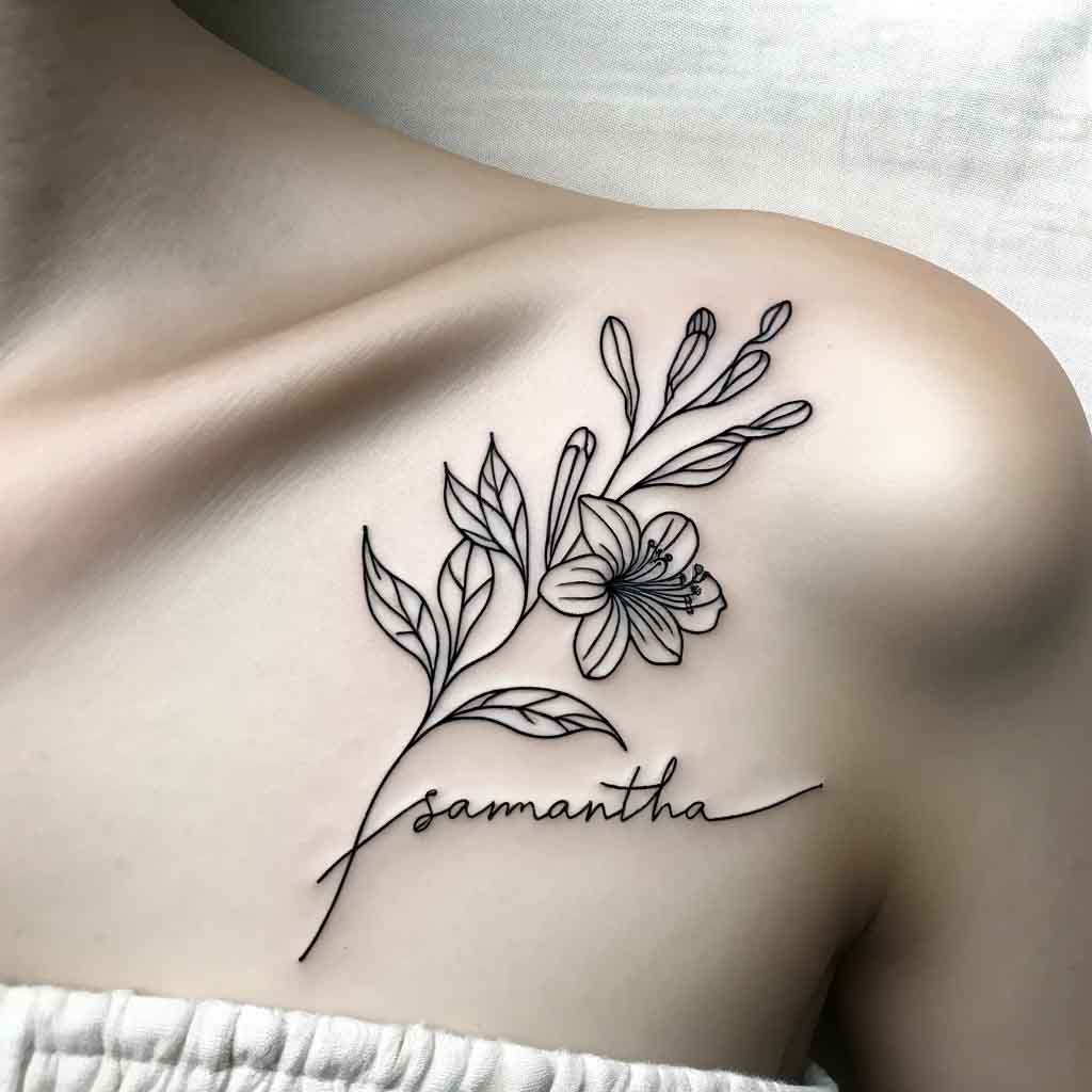 A tattoo of a honeysuckle flower with a butterfly next to it and a small  crescent moon in the back - AI Generated Artwork - NightCafe Creator