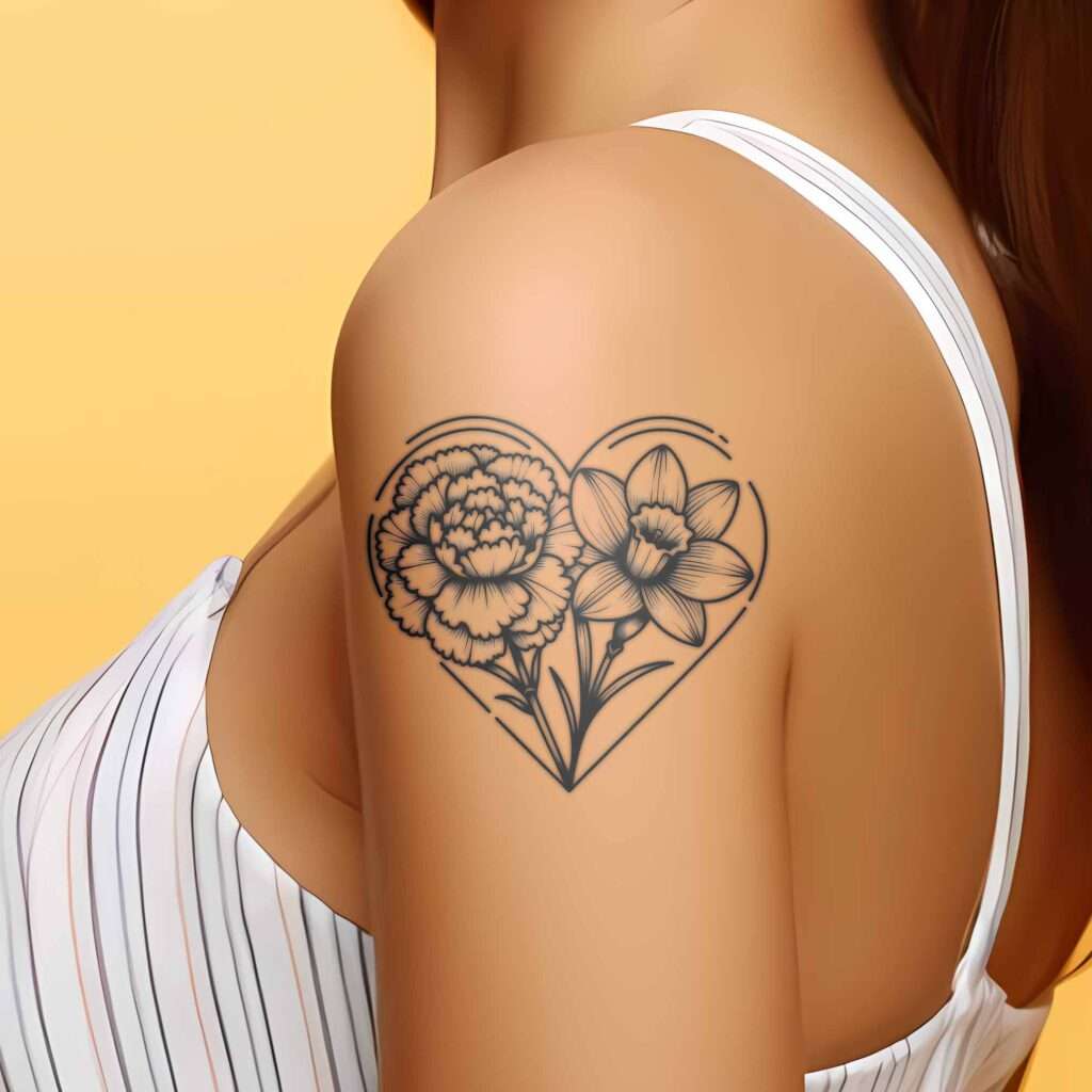 carnation and daffodil tattoo