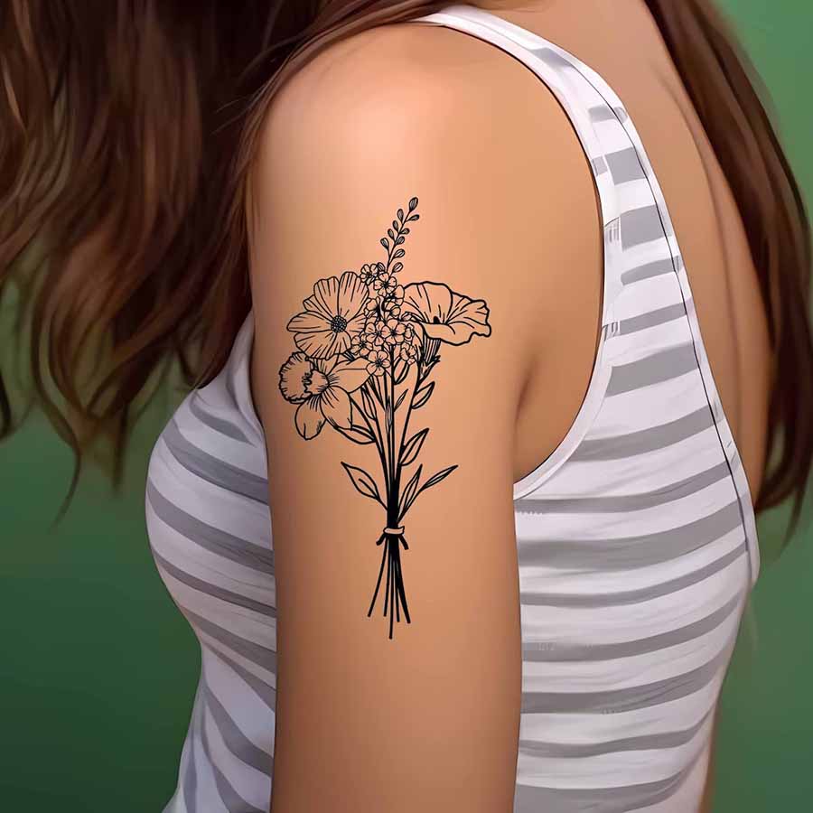 fine line birth flower tattoo design
