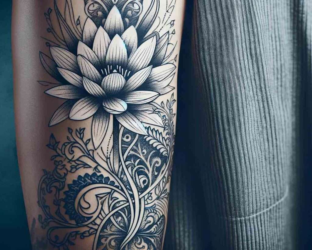 water lily birth flower tattoo