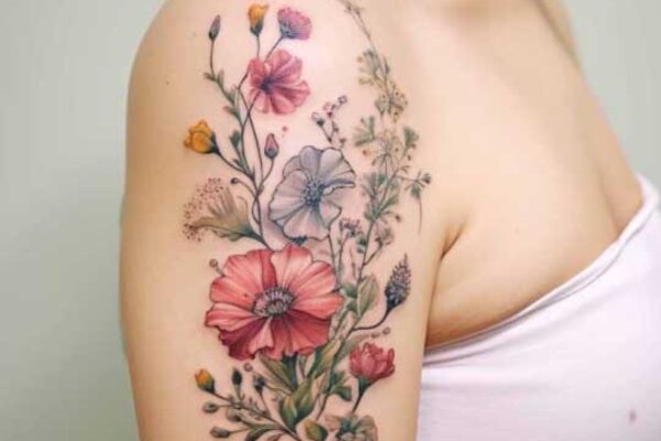color birth flower tattoo